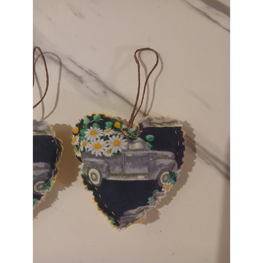 Christmas Ornament Primitive Handmade Gift Country Cottage Heart- Set of 5 - Picture 8 of 10